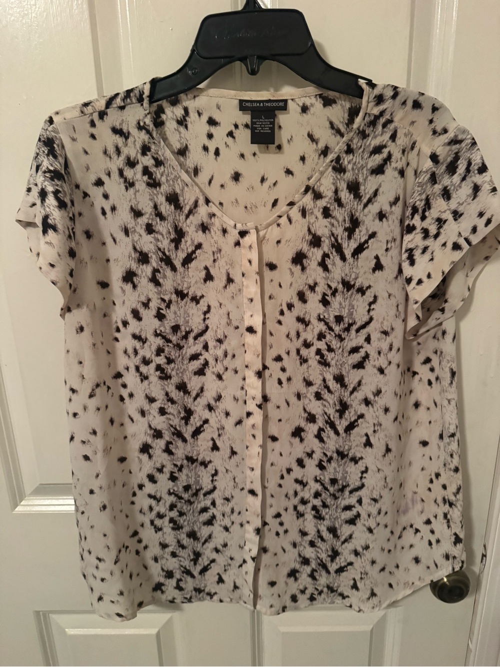 Chelsea & Theodore Cream Blouse with Black Abstract Dots